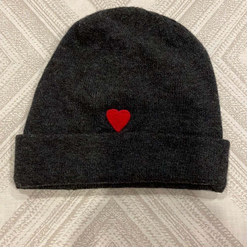 Autumn Cashmere Kids Dark Grey with Heart Winter Hat